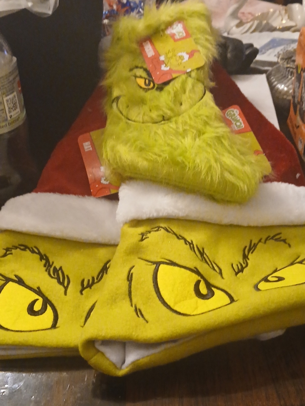 The Grinch Plush 1 Holiday Stocking Set - Green and Red 2 Hats